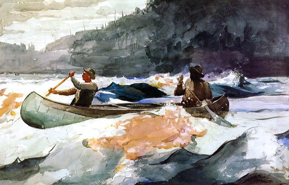  Winslow Homer A Shooting the Rapids Scene - Canvas Art Print