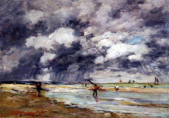  Eugene-Louis Boudin Shore at Low Tide, Rainy Weather, near Trouville - Canvas Art Print