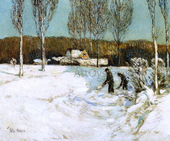  Frederick Childe Hassam Shoveling Snow, New England - Canvas Art Print