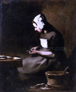  Theodule Ribot Shucking Oysters - Canvas Art Print