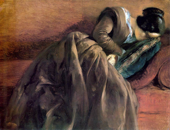  Adolph Von Menzel Sister Emily Sleeping - Canvas Art Print
