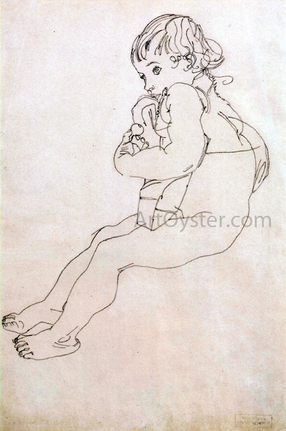  Egon Schiele Sitting Child - Canvas Art Print