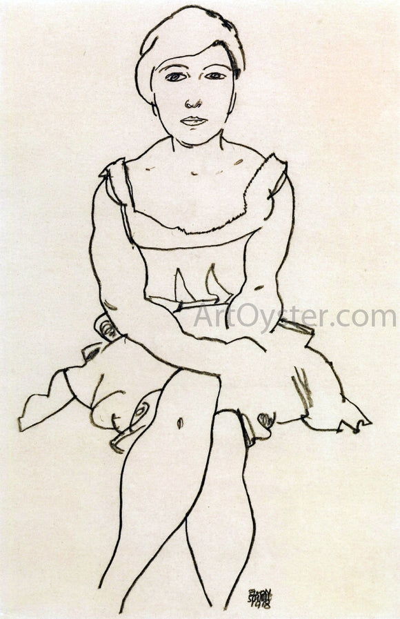  Egon Schiele Sitting Woman - Canvas Art Print