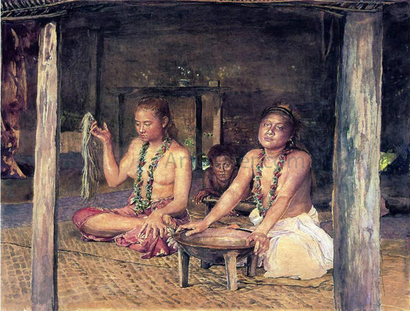  John La Farge Siva with Siakumu Making Kava in Tofae's House - Canvas Art Print