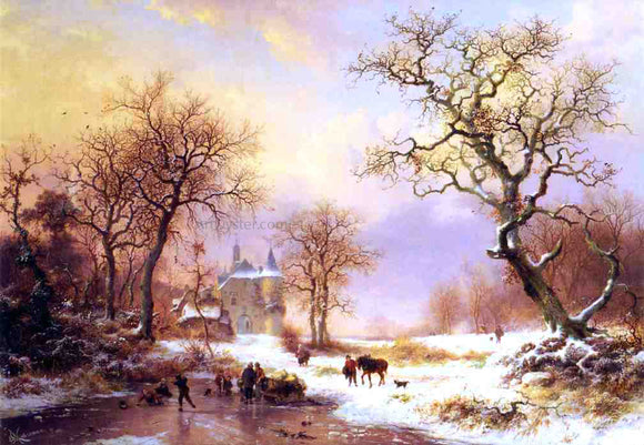  Frederk M Kruseman Skaters in a Winter Landscape - Canvas Art Print