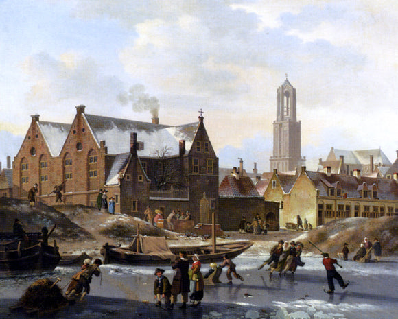  Jan Hendrik Verheijen Skaters on a Frozen Canal - Canvas Art Print
