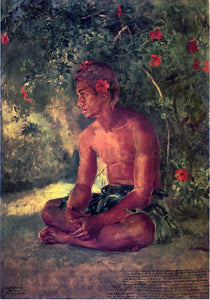  John La Farge Sketch of Maua, Apia, One of Our Boat Crew (also known as Maua, a Samoan) - Canvas Art Print