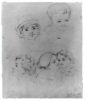  Jr. George Augustus Baker Sketches of Heads (from McGuire Scrapbook) - Canvas Art Print