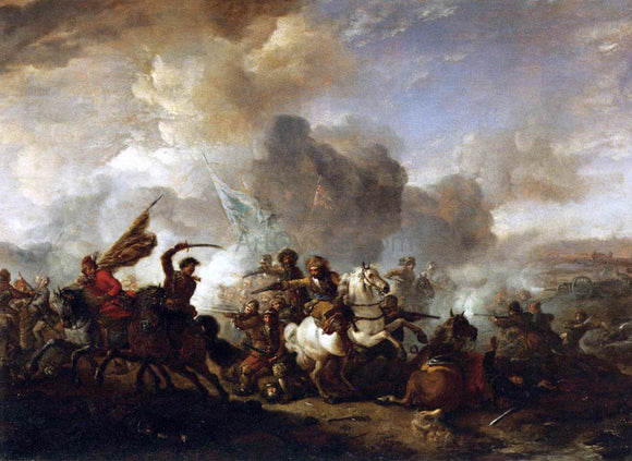  Philips Wouwerman Skirmish of Horsemen between Orientals and Imperials - Canvas Art Print