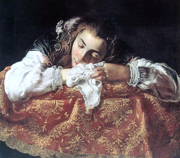  Domenico Feti Sleeping Girl - Canvas Art Print