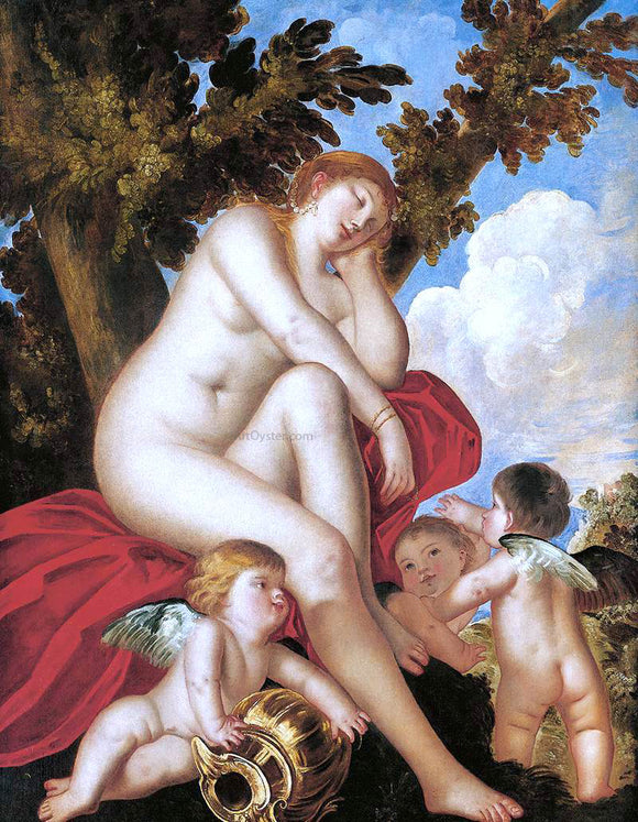  Padovanino Sleeping Venus with Putti - Canvas Art Print
