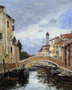  Eugene-Louis Boudin A Small Canal in Venice - Canvas Art Print