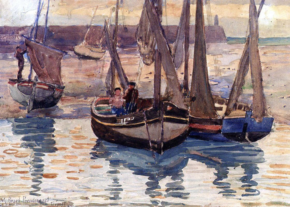  Maurice Prendergast Small Fishing Boats, Treport, France - Canvas Art Print