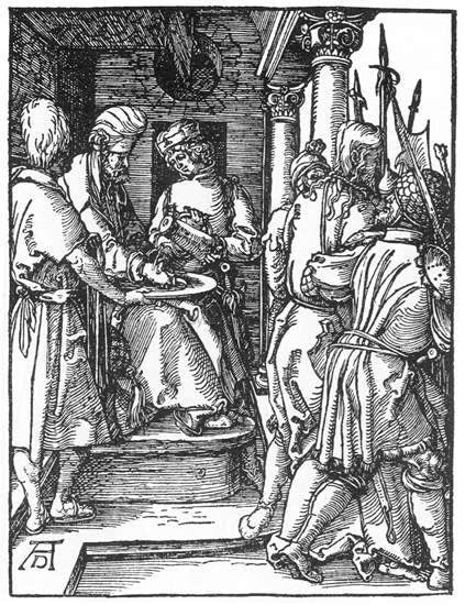  Albrecht Durer Small Passion: 20. Pilate Washing His Hands - Canvas Art Print