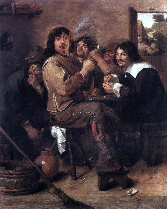  Adriaen Brouwer Smoking Men - Canvas Art Print