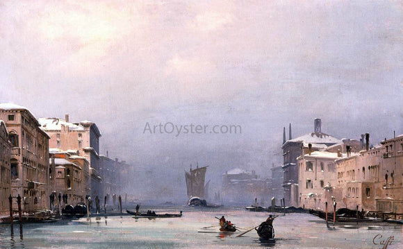  Ippolito Caffi Snow and Fog on the Grand Canal - Canvas Art Print