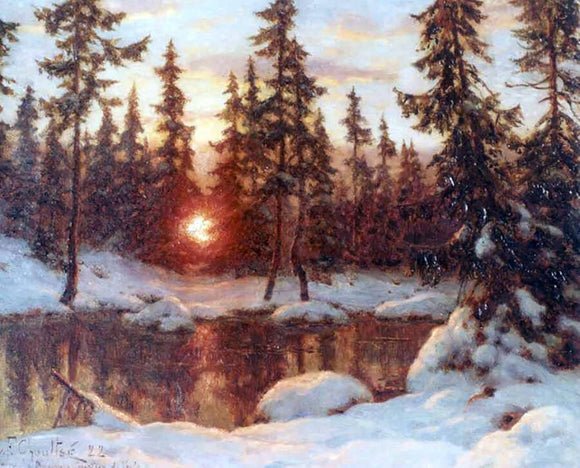  Ivan Fedorovich Choultse Snow and Sunset - Canvas Art Print