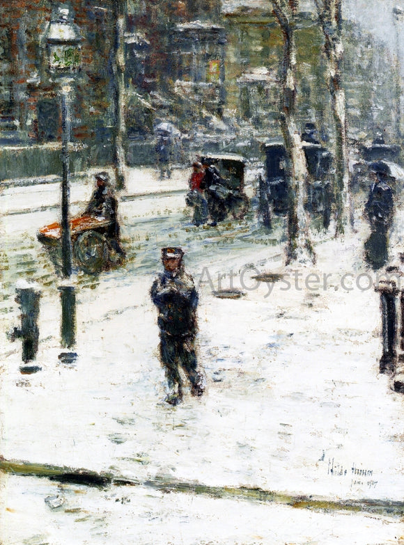  Frederick Childe Hassam Snow Storm, Fifth Avenue, New York - Canvas Art Print