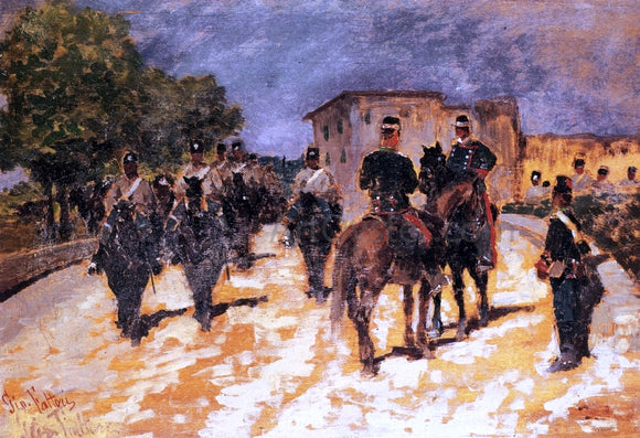  Giovanni Fattori Soldati in marcia - Canvas Art Print