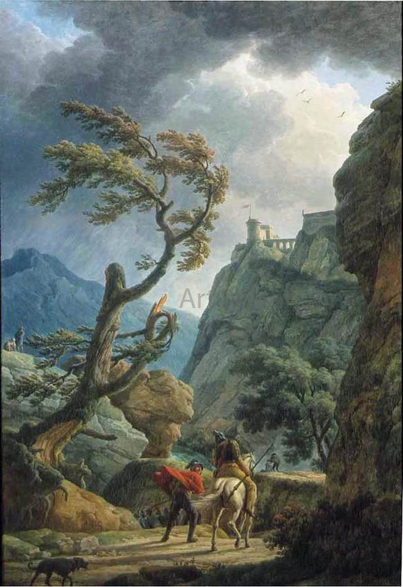  Claude-Joseph Vernet Soldiers in a Mountain Gorge, with a Storm - Canvas Art Print