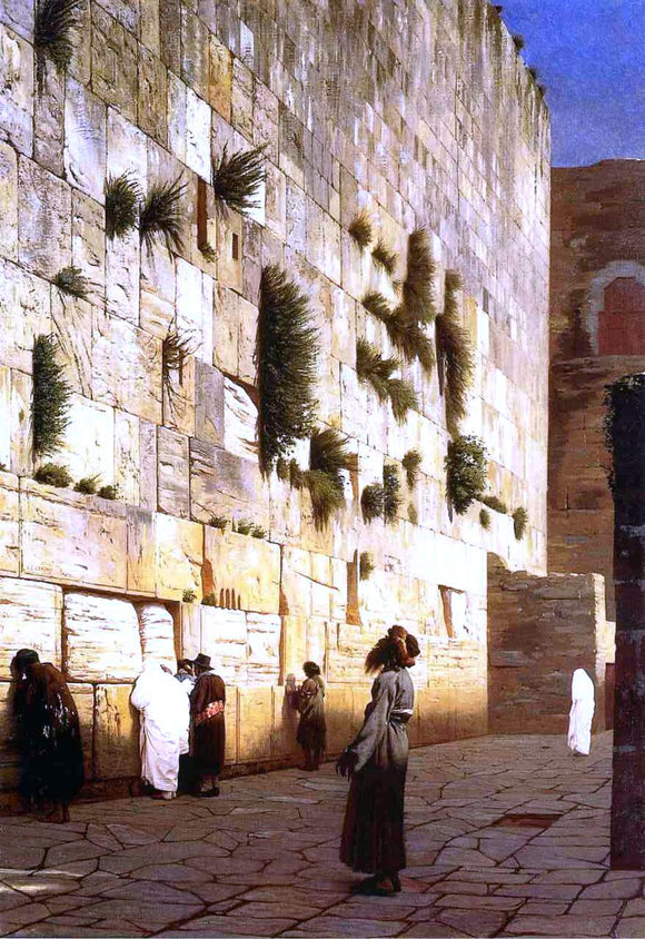  Jean-Leon Gerome Solomon's Wall, Jerusalem (also known as The Wailing Wall) - Canvas Art Print