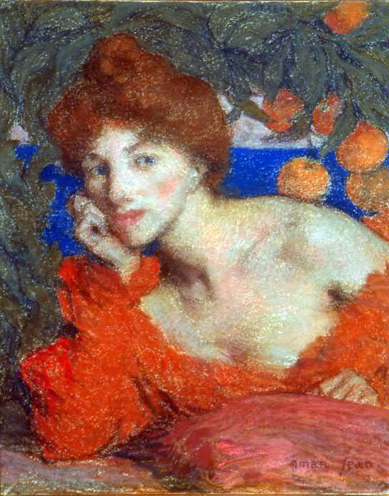  Edmond Francois Aman-Jean Sous les Orangers (Femme a Amalfi) - Canvas Art Print