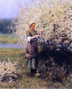  Daniel Ridgway Knight Spring Blossoms - Canvas Art Print