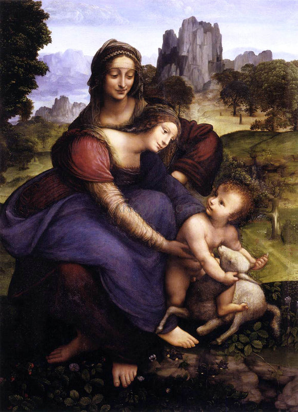  Francesco Melzi St Anne with the Virgin and the Child Embracing a Lamb - Canvas Art Print