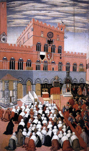  Sano Di Pietro St Bernardino Preaching in the Campo - Canvas Art Print