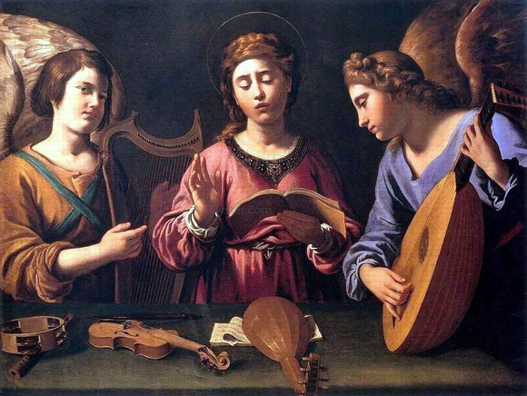  Antiveduto Gramatica St Cecilia with Two Angels - Canvas Art Print