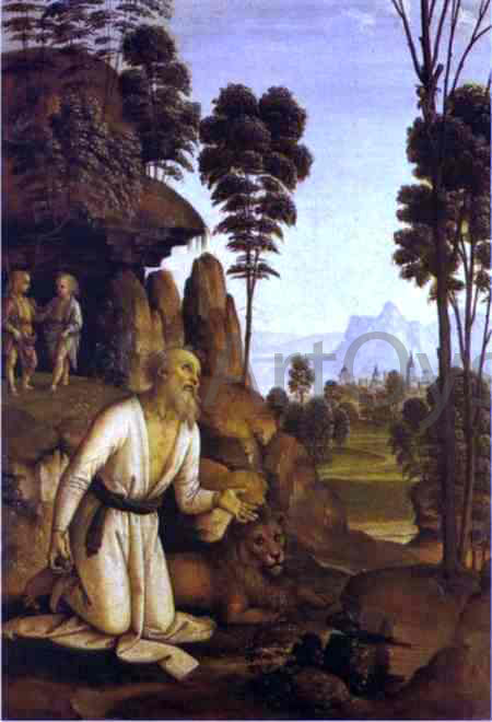  Pietro Perugino St. Jerome in the Wilderness - Canvas Art Print