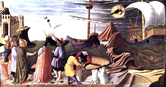 Fra Angelico St Nicholas saves the ship (Perugia Altarpiece) - Canvas Art Print