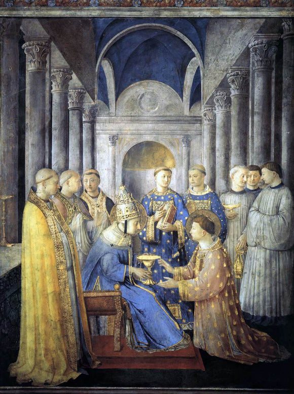  Fra Angelico St Peter Consacrates St Lawrence as Deacon (Cappella Niccolina, Palazzi Pontifici, Vatican) - Canvas Art Print