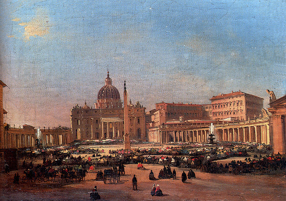  Ippolito Caffi St. Peter's and the Vatican Palace, Rome - Canvas Art Print