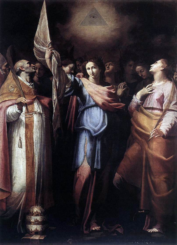  Bartolomeo Cavarozzi St Ursula and Her Companions with Pope Ciriacus and St Catherine of Alexandria - Canvas Art Print