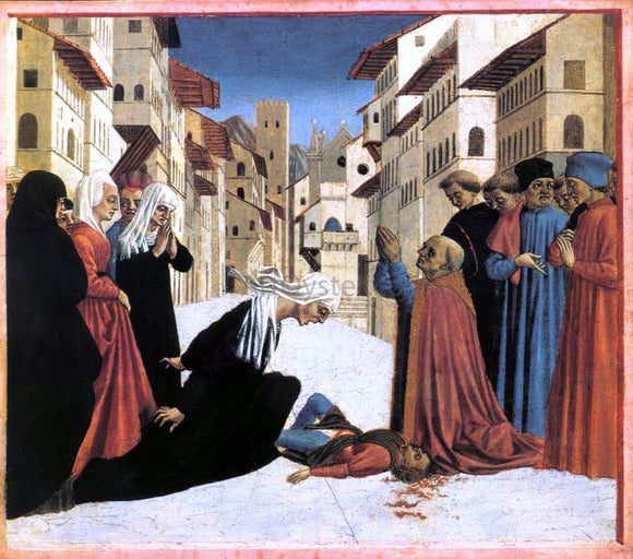  Domenico Veneziano St Zenobius Performs a Miracle (predella 4) - Canvas Art Print