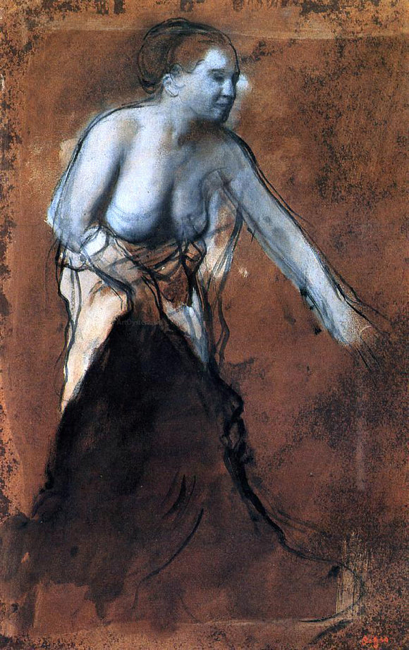  Edgar Degas Standing Female Figure with Bared Torso - Canvas Art Print