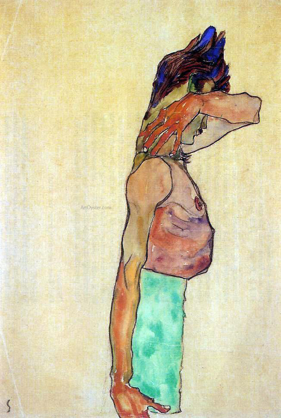  Egon Schiele Standing Male Nude - Canvas Art Print