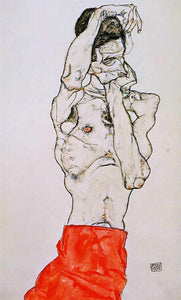  Egon Schiele Standing Male Nude with a Red Loincloth - Canvas Art Print