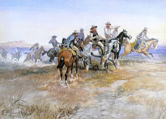  Charles Marion Russell Start of Roundup - Canvas Art Print