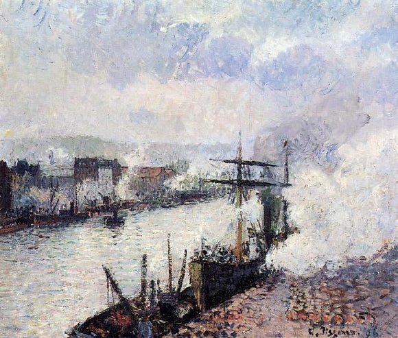  Camille Pissarro Steamboats in the Port of Rouen - Canvas Art Print