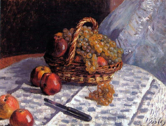  Alfred Sisley Still Life - Apples and Grapes - Canvas Art Print