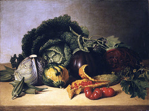 James Peale Still Life: Balsam Apple and Vegetables - Canvas Art Print