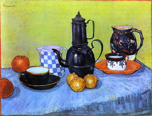 Vincent Van Gogh Still Life: Blue Enamel Coffeepot, Earthenware and Fruit - Canvas Art Print