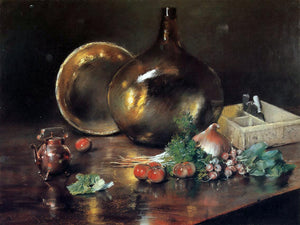  William Merritt Chase Still Life - Brass and Glass - Canvas Art Print