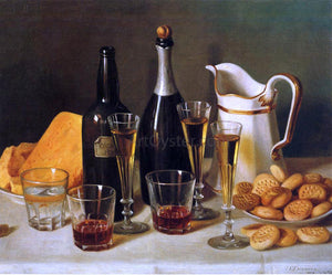  John F Francis Still Life: Cognac and Biscuits - Canvas Art Print