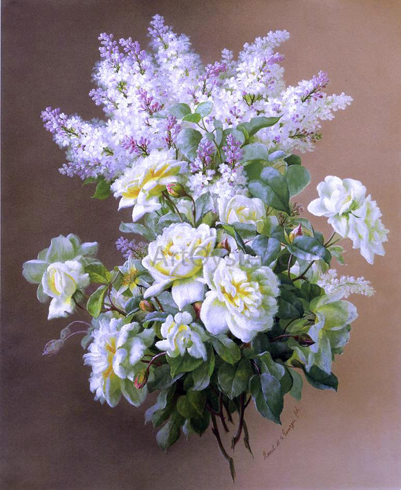  Raoul Paul Maucherat De Longpre Still Life: Lilacs and Roses - Canvas Art Print