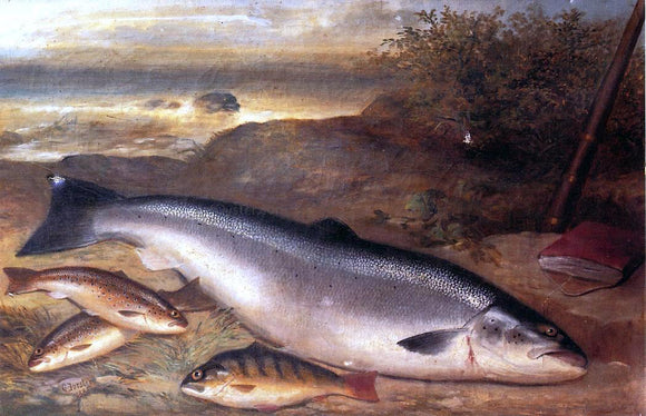  Gustave Joseph Cheret Still Life of Fish - Canvas Art Print