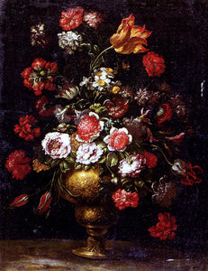  Andrea Scacciati Still Life of Flowers in a Gilt Vase - Canvas Art Print