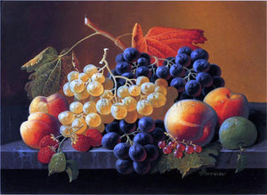  Severin Roesen Still Life of Fruit on a Marble Tabletop - Canvas Art Print